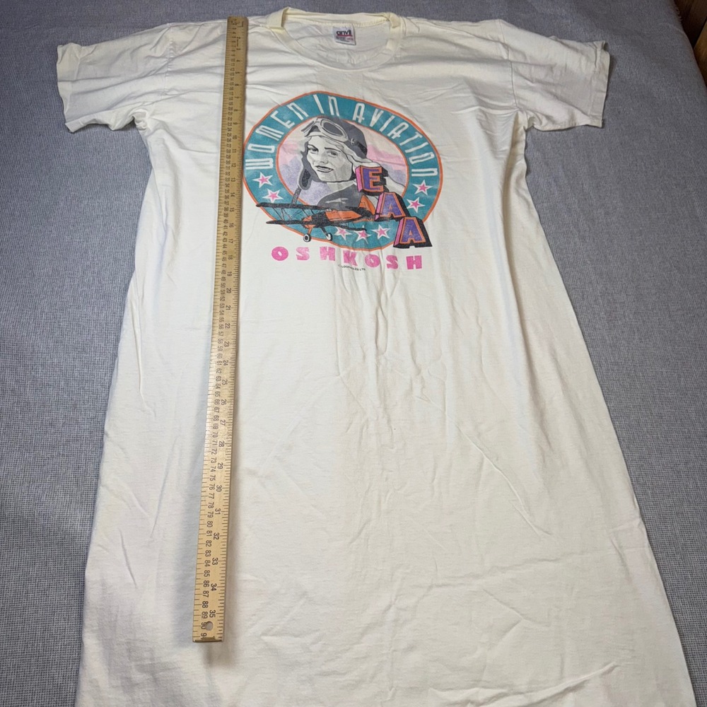 Vintage 90s EAA Women In Aviation Oshkosh T Shirt Anvil USA Single Stitch - Picture 5 of 9